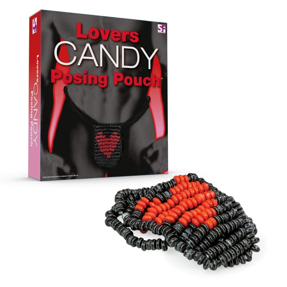 Lovers Candy Posing Pouch black candy bead underwear with red heart