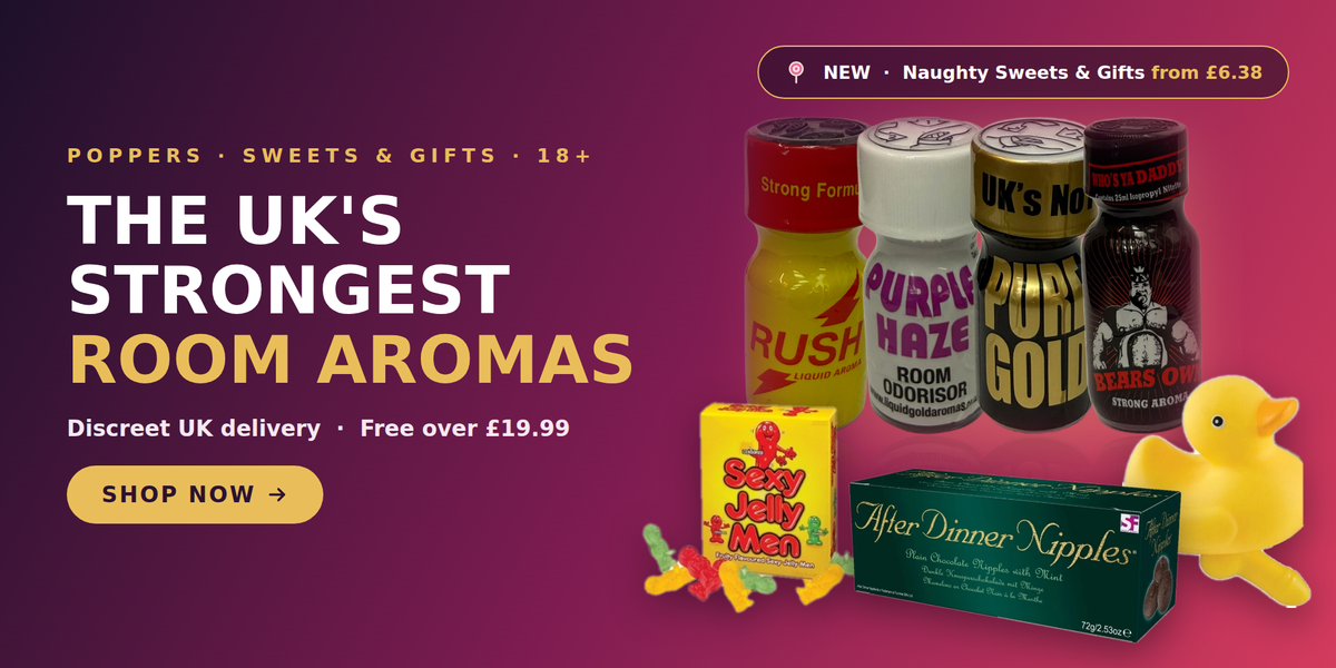 Buy poppers online in the UK — strong and extra strong isopropyl nitrite room aromas from Poppers and More