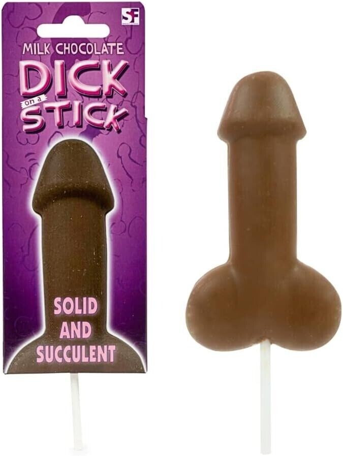 Milk chocolate willie on a stick novelty lollipop, 60g, by Spencer & Fleetwood
