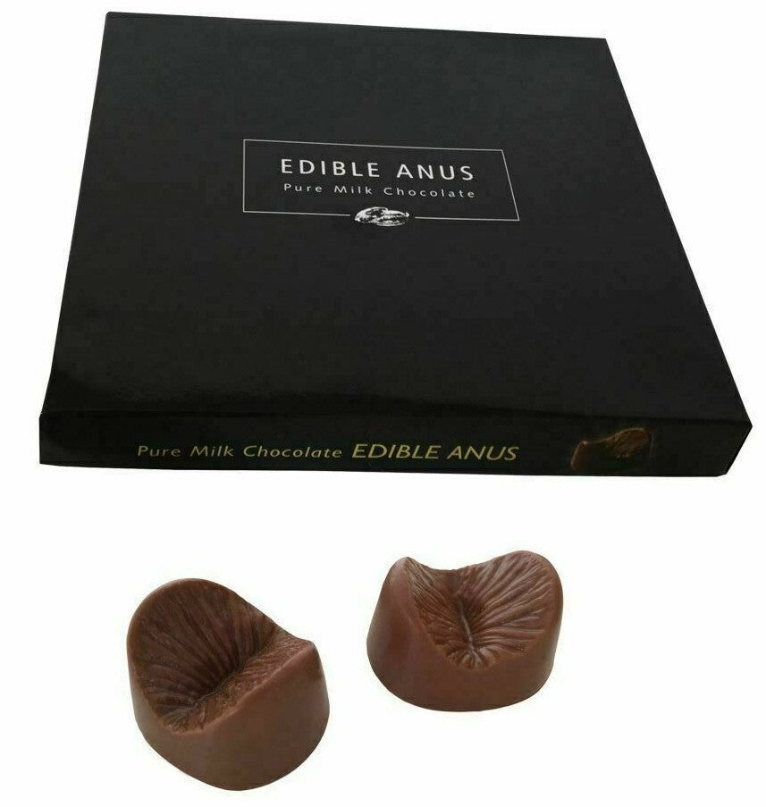 Edible chocolate anus novelty milk chocolate gift box, 6 pieces, by Spencer & Fleetwood